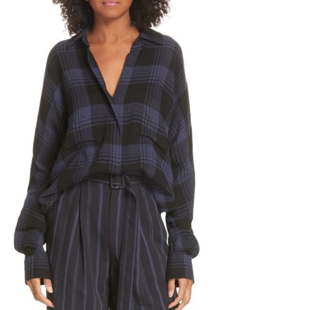 Vince Heathered Plaid Blouse